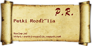 Petki Rozália névjegykártya
